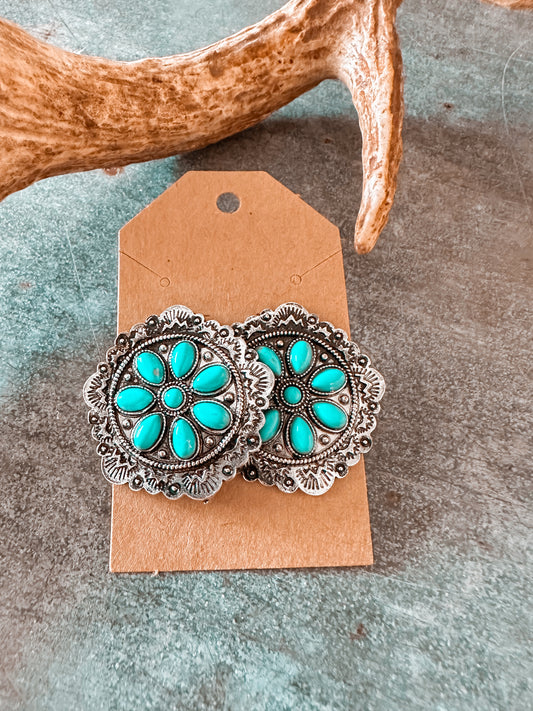 TURQ BLOSSOM STUDS