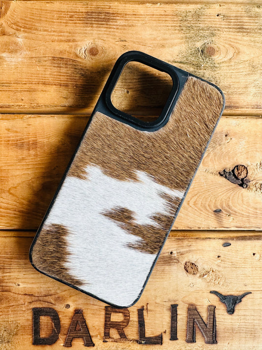 PECAN COWHIDE IPHONE CASE